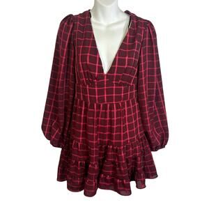NWT B Darlin Dress Sz 9/10 Plaid Long Sleeve Lined Fit Flare Mini Holiday Party